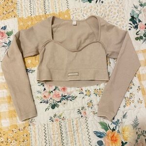 Fashion Nova Beige Ribbed Women's Crop Top